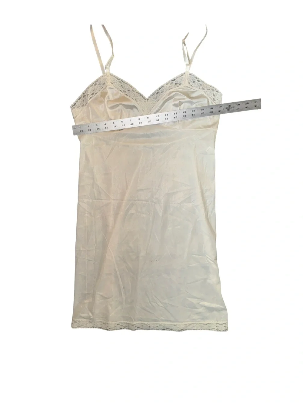 Vintage Vanity Fair Slip White ivory‎ Lace Trim Size 36 made in USA